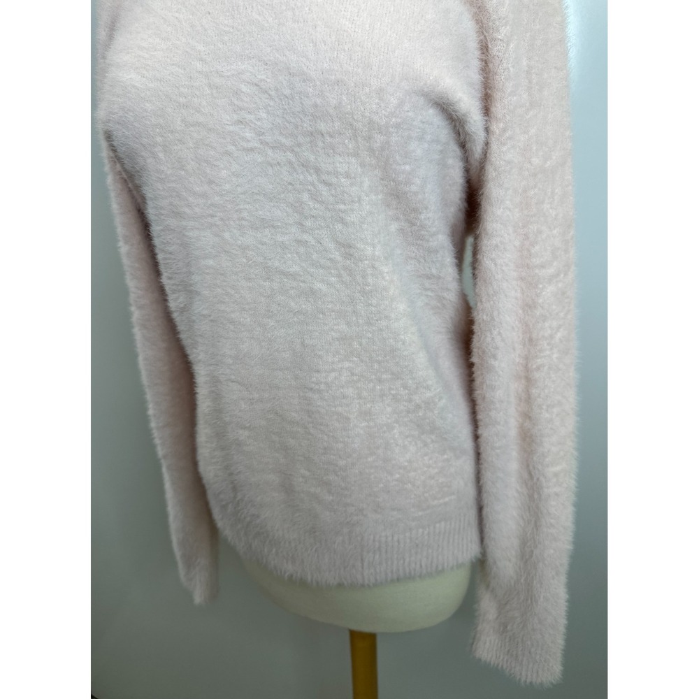 NWT Lucky Brand Pink Fuzzy Eyelash Knit Crew Neck Sweater Large Stretch Cozy - Picture 6 of 15